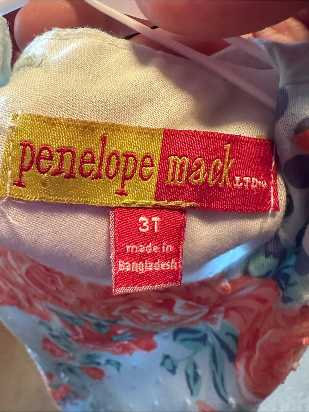 Penelope Mack Light Blue Dress with Coral Rose Print